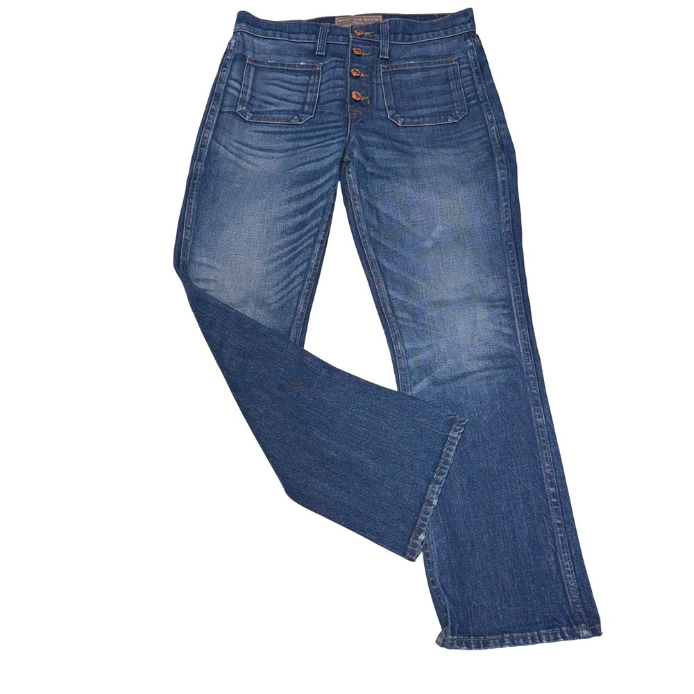 Point Sur Denim J. Crew Womens 28 Blue Button Fly Patch Pocket straight Jeans